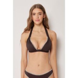 Calzedonia Triangolo Imbottito Costume Bicolor Embroidery Donna Marrone 3