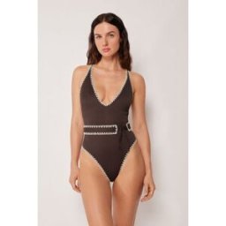 Calzedonia Costume Intero Bicolor Embroidery Donna Marrone L