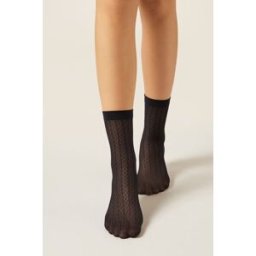 Calzedonia Calze Corte in Fantasia Rombi Eco Donna Nero TU