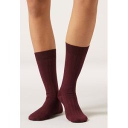 Calzedonia Calze Lunghezza 3/4 a Coste Donna Bordeaux TU