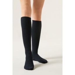 Calzedonia Calze Lunghe a Costine con Lana e con Cashmere Donna Blu TU