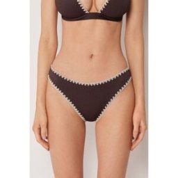 Calzedonia Slip Costume Bicolor Embroidery Donna Marrone S