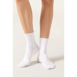 Calzedonia Calzini Corti Senza Elastico in Cotone Donna Bianco 39-41