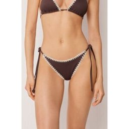 Calzedonia Brasiliana Lacci Costume Bicolor Embroidery Donna Marrone L