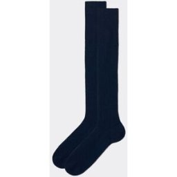 Calzedonia Calze Lunghe in Filo Di Scozia a Coste Uomo Blu 40-41