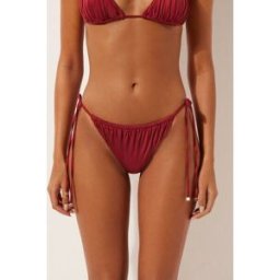 Calzedonia Brasiliana Lacci Costume Shiny Satin Donna Rosso XS