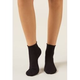 Calzedonia Calze Corte con Lino Senza Bordo Donna Nero 39-41