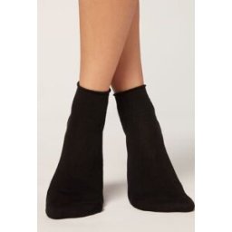Calzedonia Calzini Corti Senza Elastico in Cotone Donna Nero 39-41
