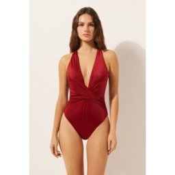Calzedonia Costume Intero Shiny Satin Donna Rosso L