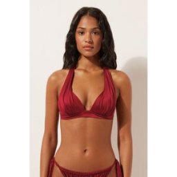Calzedonia Triangolo Imbottito Costume Shiny Satin Donna Rosso 3