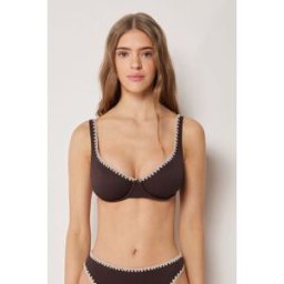Calzedonia Balconcino Costume Bicolor Embroidery Donna Marrone 4