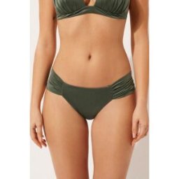 Calzedonia Brasiliana Costume Shiny Satin Donna Verde M