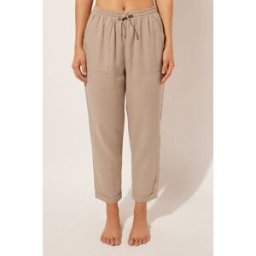 Calzedonia Pantaloni Lunghi Lino e Viscosa Donna Naturale M