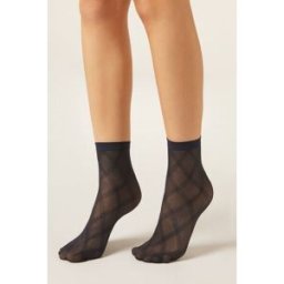Calzedonia Calze Corte in Retina Rombi Eco Donna Blu TU