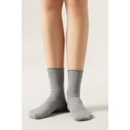 Calzedonia Calzini Corti Senza Elastico in Cotone Donna Grigio 36-38