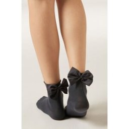 Calzedonia Calze con Fiocco in Cotone Donna Nero TU
