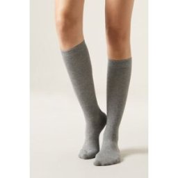 Calzedonia Calze Lunghe in Cotone Rasato Donna Grigio TU