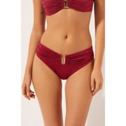 Calzedonia Slip Alto Costume Shiny Satin Donna Rosso S
