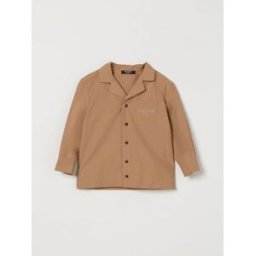 Balmain Giacca camicia in misto cotone con logo Marrone Taglia 12