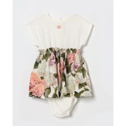Dolce&Gabbana Abito in cotone con stampa floreale Bianco Taglia 18M