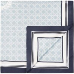 Foulard In Seta Con Stampa geometrica e logo centrale AZZURRO, one_size, Pollini one_size