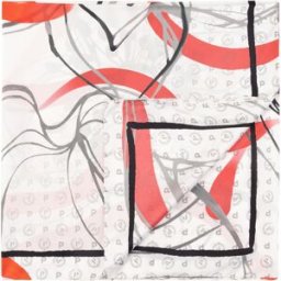 Foulard In Seta Con Stampa floreale astratta geometrica ROSSO, one_size, Pollini one_size
