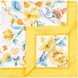 Foulard In Seta Con Stampa floreale su fondo bianco GIALLO, one_size, Pollini one_size