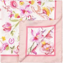 Foulard In Seta Con Stampa floreale su fondo bianco ROSA, one_size, Pollini one_size