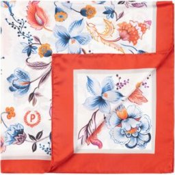 Foulard In Seta Con Stampa floreale su fondo bianco ROSSO, one_size, Pollini one_size
