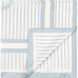 Foulard In Seta Con Stampa quadri su fondo a righe verticali AZZURRO, one_size, Pollini one_size