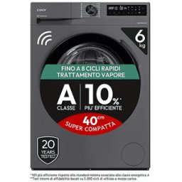 Candy BR 26SSB6G-S LAVATRICE, Caricamento frontale, 6 kg, 16 programmi, Profondità 39,2 cm, Giri 1200 rpm, Nero, livello rumorosità centrifuga 72 dB(A), Classe A