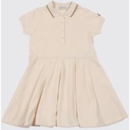 Moncler Abito a polo in piquet di cotone Panna Taglia 14