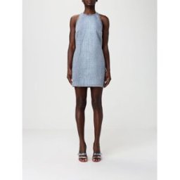 Self-Portrait Abito mini in denim stampa cocco con strass Blue Taglia 6