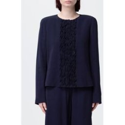 Emporio Armani Giacca in crêpe con rouches Blue Taglia 42