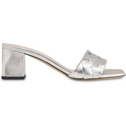 Mule Dama In Nappa Laminata ARGENTO, 38.5, Pollini 38.5