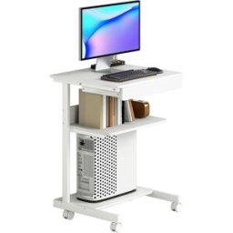 Homcom Scrivania per computer con ruote, scrivania con vani 56 x 51 cm con cassetto, compartimento e supporto CPU, bianco Aosom Italy