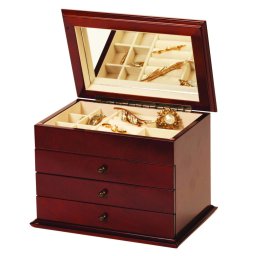 Cofanetto portagioie in legno finitura Mogano con decoro
