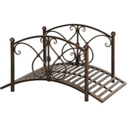 Outsunny Ponticello da Giardino Vintage in Metallo, Ponte Decorativo con Elementi Floreali, 99x68x53cm, Bronzo Aosom