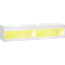 Homcom Mobile TV Sospeso con Luci LED con Telecomando Scompartimenti Fori Passacavi 140x40x30 cm Bianco Lucido Aosom Italy