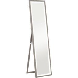 Homcom Specchio Illuminato con Luci LED Regolabili e Pulsante Touch, in Vetro e MDF, 40x5x160 cm, Grigio Aosom Italy