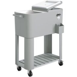 Outsunny Frigo Portatile 76L con Ruote, Ripiano e Apribottiglie, in Plastica, Metallo e Acciaio, 92x39x81 cm, Argento Aosom Italy