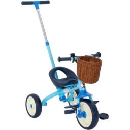 Aiyaplay Triciclo per Bambini 2 in 1, con Manubrio regolabile, Pedali Antiscivolo, Poggiapiedi Pieghevoli e Cestino, età 2-5 Anni, Azzurro Aosom Italy