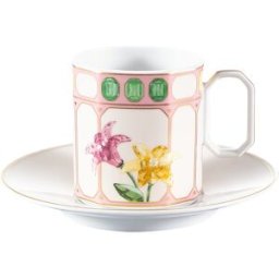 Swarovski Tazzina da caffè con piattino Idyllia, Porcellana, Motivo con stampa in cristallo, fiore, Multicolore OS