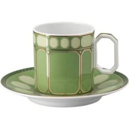 Swarovski Tazzina da caffè con piattino Signum, Porcellana, Verde OS