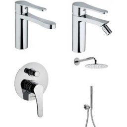 Bongio O'clock miscelatore lavabo, bidet, doccia incasso con deviatore e soffione con doccetta