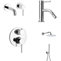 Paini Rubinetterie "Paini Cox miscelatore lavabo a muro, bidet, doccia incasso con deviatore e soffione con doccetta