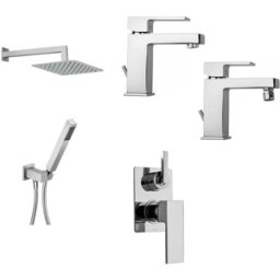 Paini Rubinetterie "Paini Dax miscelatore lavabo, bidet e doccia incasso con deviatore completo di soffione doccia, braccio e duplex