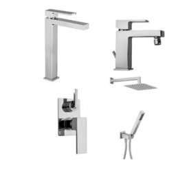 Paini Rubinetterie "Paini DaxR miscelatore lavabo tipo alto, bidet, doccia incasso con deviatore e soffione con doccetta