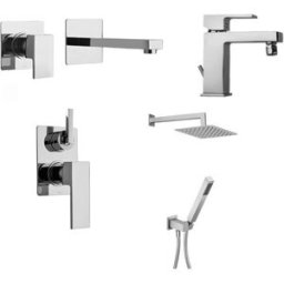 Paini Rubinetterie "Paini DaxR miscelatore lavabo a muro, bidet, doccia incasso con deviatore e soffione con doccetta