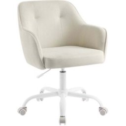 SONGMICS Sedia da Studio in Casa Girevole Regolabile in Altezza, Beige Sabbia